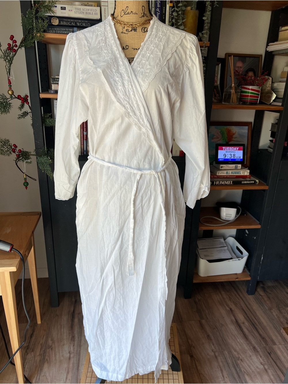 Lily of France White Lace-Trim Wrap Nightgown (cotton fabric)